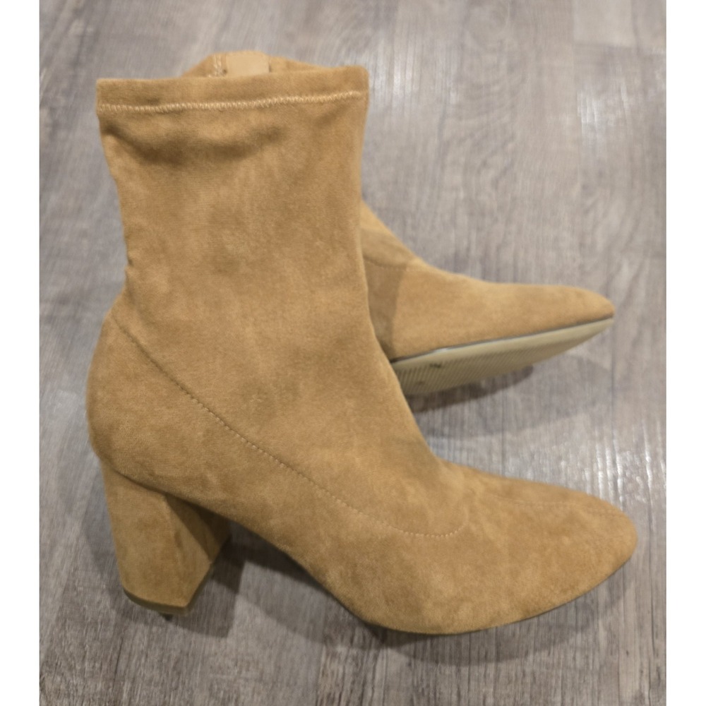 Just Fab Faux Suede Cognac Heel Boots